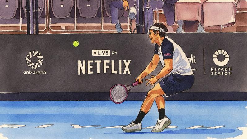 O americano Taylor Fritz na vitória sobre Zverev no Six Kings Slam (Divulgação)
