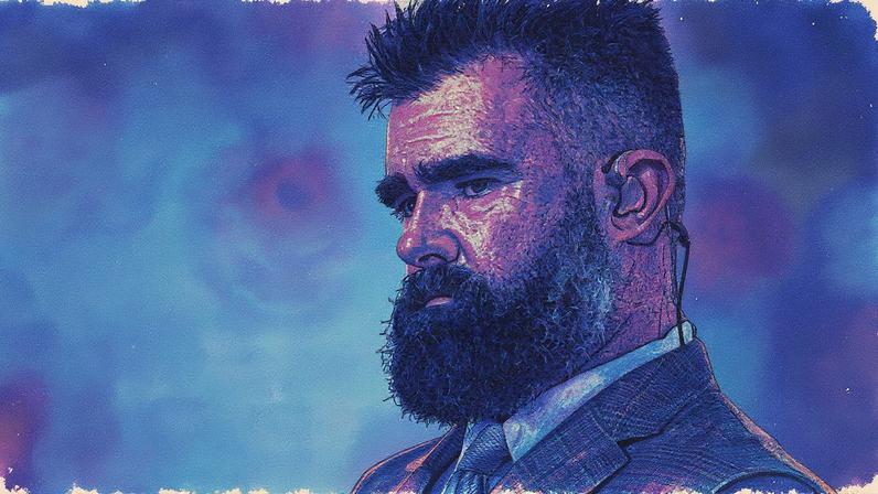 Jason Kelce at an NFL game between the Jacksonville Jaguars and the Kansas City Chiefs in October 2025.