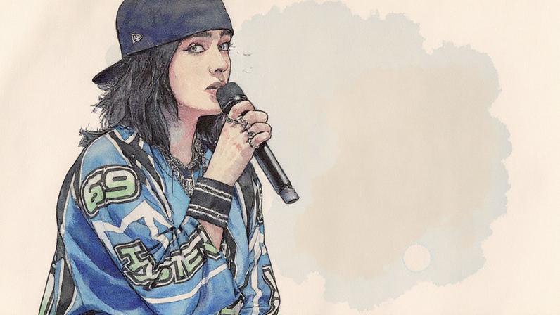 Billie Eilish performing at the Kaseya Center in Miami on Oct. 9, 2025.
