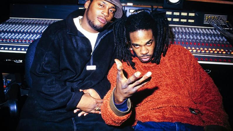 D'Angelo and Busta Rhymes at Battery Studio in New York City in 1995.