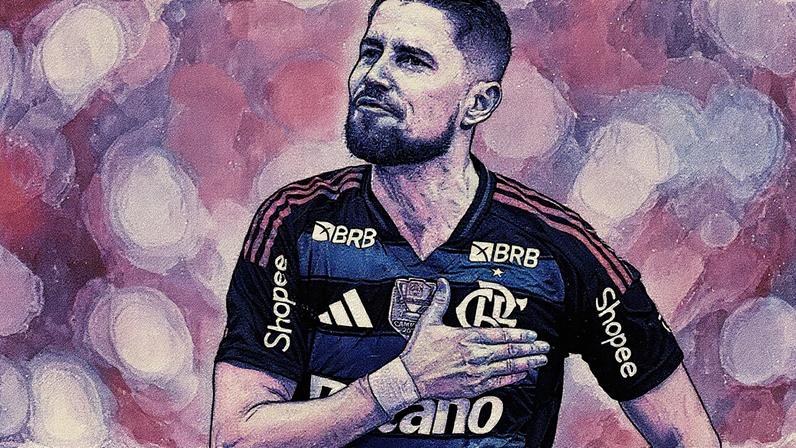 Jorginho comemora seu gol pelo Flamengo contra o Palmeiras, no Brasileirão (Foto: Thiago Ribeiro/AGIF)