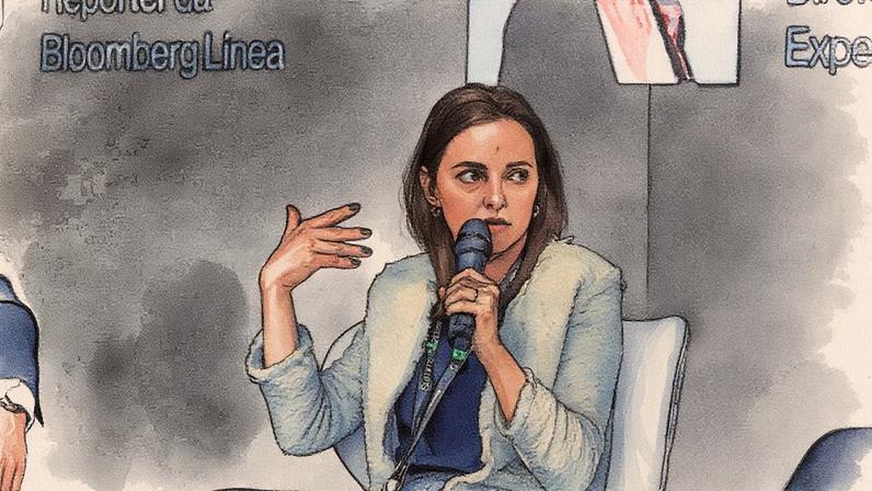 IA generativa resolve 82% dos atendimentos iniciais no Bradesco, diz diretora | Patricia Kessler, diretora do Bradesco Experience, no painel 'IA que Alimenta os Negócios', do Bloomberg Línea Summit 2025, no W Hotel, em São Paulo, em 27 de outubro (Foto: Divulgação)