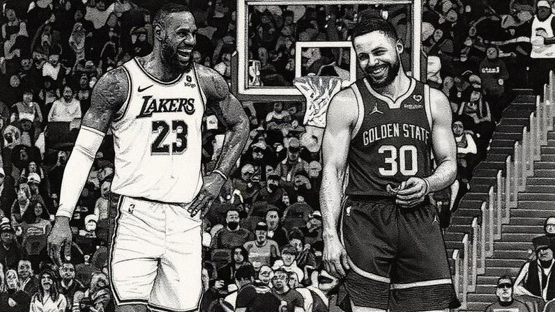 LeBron James e Stephen Curry durante jogo entre Los Angeles Lakers e Golden State Warriors, pela NBA (Foto: Ezra Shaw/AFP)