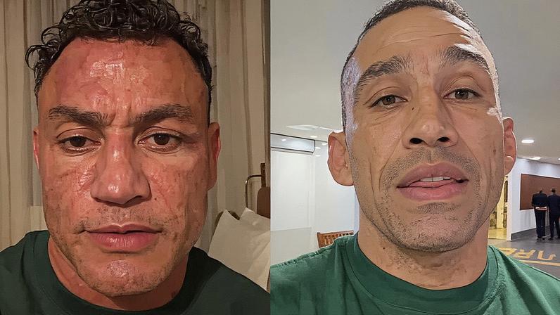 Popó Freitas e Wanderlei Silva em luta no Spaten Fight Night 2 (Foto: Gaspar Nóbrega/Inovafoto - IG:@gasparnobrega)