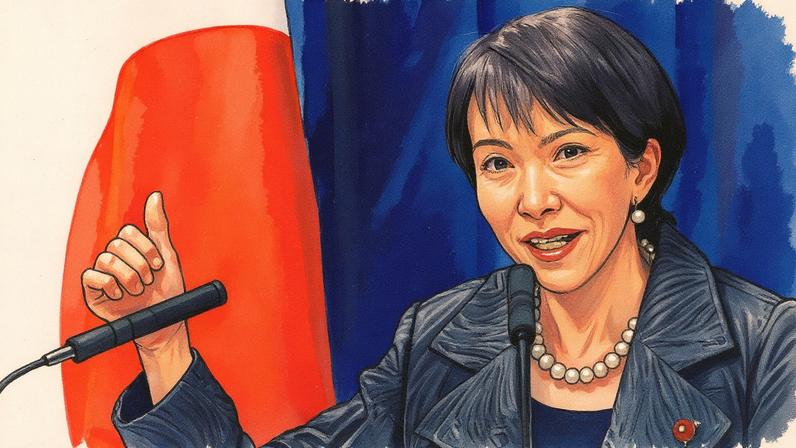 Nova primeira-ministra do Japão, Sanae Takaichi, durante entrevista coletiva em Tóquio
