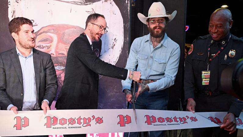 Post Malone celebrates the grand opening of Posty's Bar on October 08, 2025 in Nashville, Tennessee.