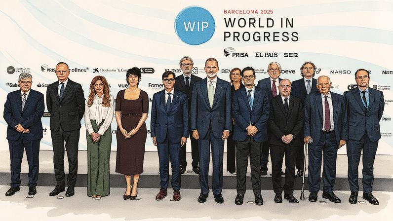 Felipe VI interviene durante la segunda jornada del WIP, este martes en Barcelona.