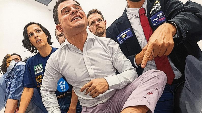 Vereador Giovani Culau mostra ferimento na perna após ser atingido por bala de borracha disparada pela Câmara Municipal de Porto Alegre – Foto: reprodução/Instagram