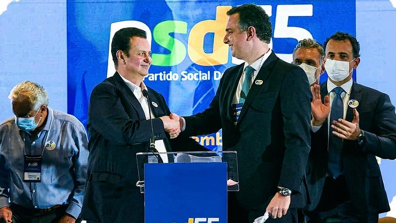 Rodrigo Pacheco e Gilberto Kassab. Foto: Pedro Gontijo/Agência Senado