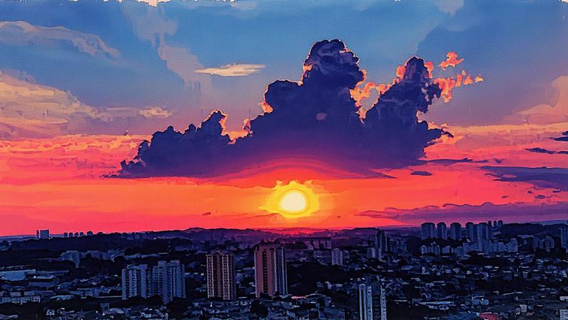 Pôr do sol na cidade de São Paulo (Foto: Marcelo Pinheiro)