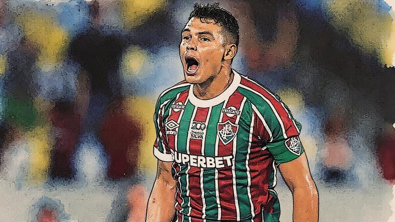 Thiago Silva comemora gol do Fluminense contra o Atlético-MG (Foto: Thiago Ribeiro/AGIF)