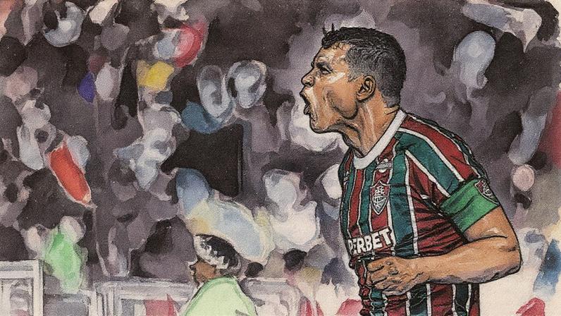 Thiago Silva comemora gol do Fluminense (Foto: Lucas Merção / FFC)