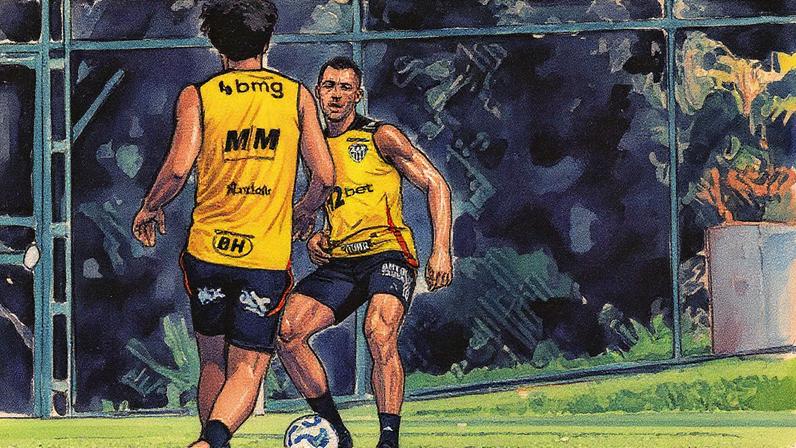 Vitor Hugo e Igor Gomes retornam após suspensão (Foto: Pedro Souza / Atlético)