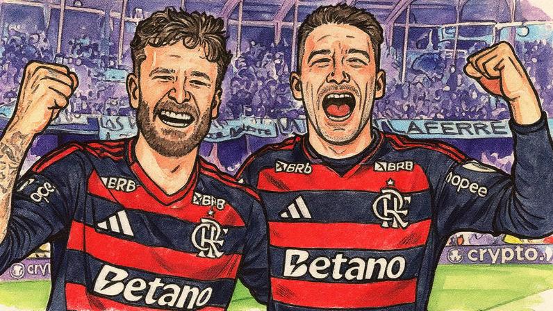 Léo Pereira e Léo Ortiz comemoram classificação do Flamengo (Foto: Reprodução/Flamengo)