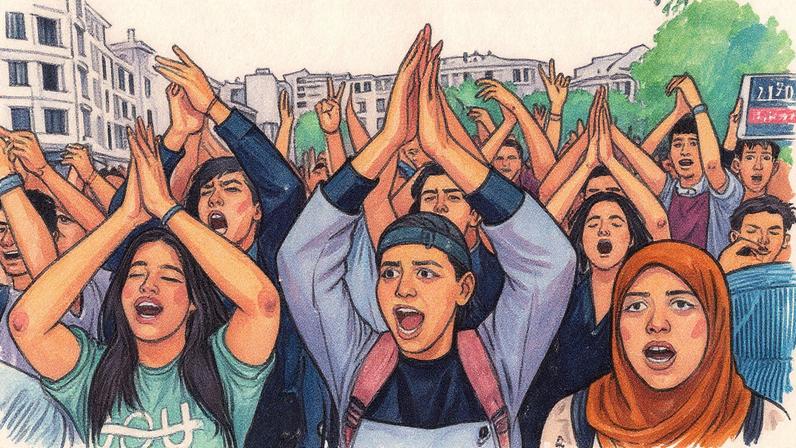 Protesta de jóvenes en Casablanca (Marruecos), este jueves. Associated Press/LaPresse (AP)