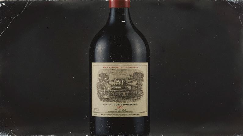 A magnum of Château Lafite Rothschild 1870 featured in the Zachys auction of the Jacqueline (de Rothschild) Piatigorsky Collection. Credit: Zachys Wine Auctions