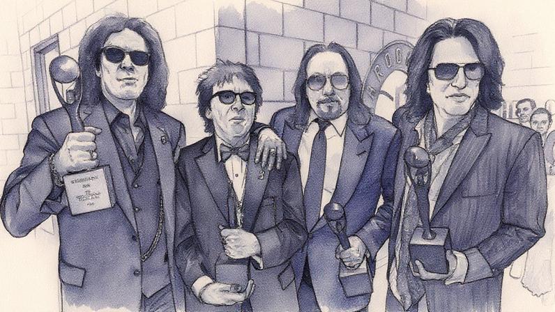 Gene Simmons, Peter Criss, Ace Frehley and Paul Stanley of KISS attend the 29th Annual Rock And Roll Hall Of Fame Induction Ceremony at Barclays Center of Brooklyn on April 10, 2014 in New York City