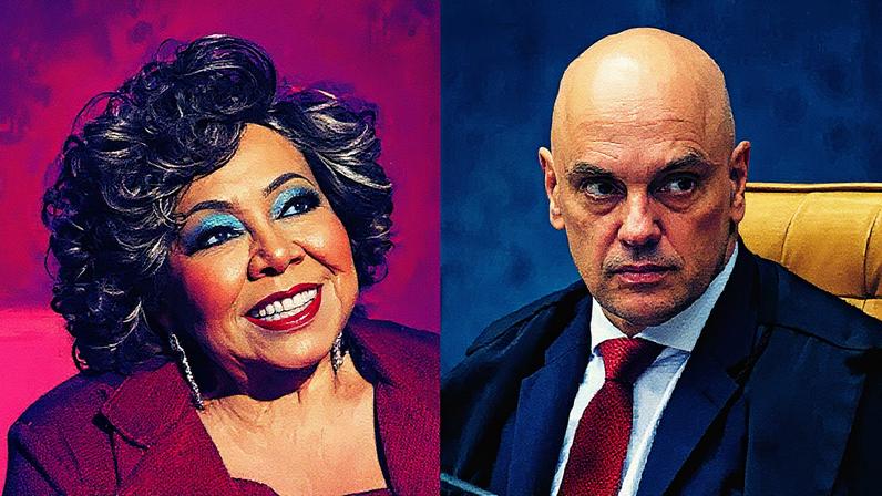 Ministro do STF estava no show e visitou o camarim da cantora. Alcione pediu aplausos para o ministro e teve reação na plateia. (Foto: Vinícius Mochizuki e Bruno Peres/Agência Brasil )
