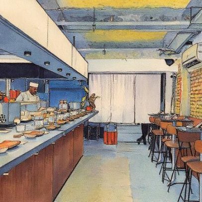 Bar de sushi em pé cobra pela experiência de comer