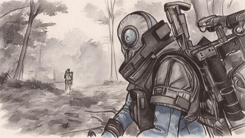 Two Raiders look at one another.