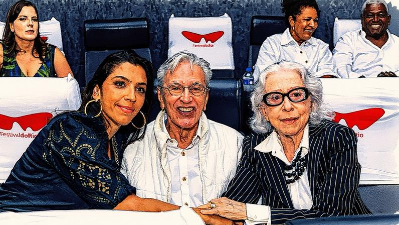 Benedita Casé Zerbini, Caetano Veloso e Fernanda Montenegro — Foto: Beatriz Damy/Globo