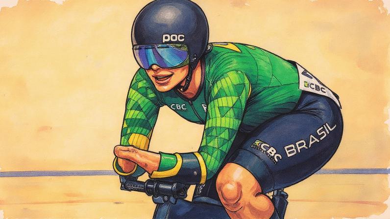 Sabrina Custódia em prova do Mundial de ciclismo de pista no Rio de Janeiro. (Foto: Luis Claudio Antunes/CBC)