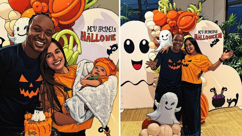Carol Peixinho e Thiaguinho celebram primeiro mês do filho — Foto: Reprodução/Instagram