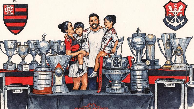 Everton Ribeiro e família na Gávea (Foto: Divulgação/Flamengo)
