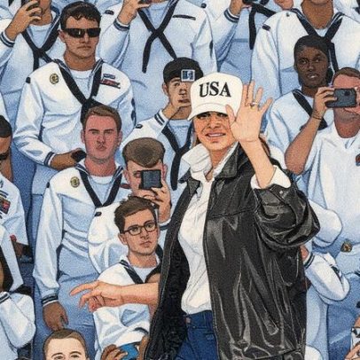 Melania Trump visita base naval com jaqueta de couro inspirada em 'Top Gun'