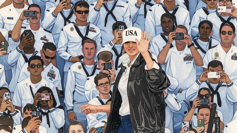 Melania Trump wore a “Top Gun”-esque outfit on Sunday. AP