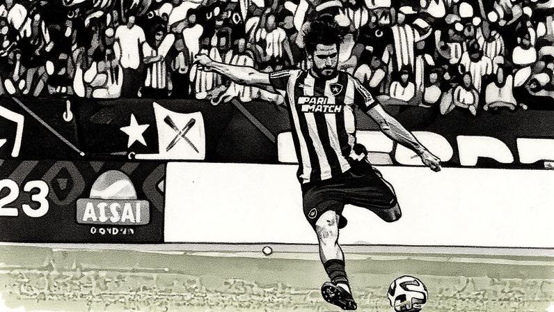 Gabriel Piresem campo pelo Botafogo (Foto: Thiago Ribeiro/AGIF)