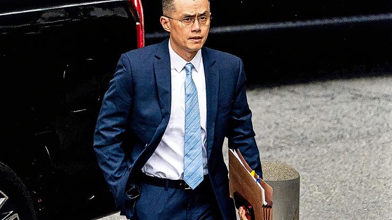 Changpeng Zhao, former chief executive officer of Binance, arrives at federal court.