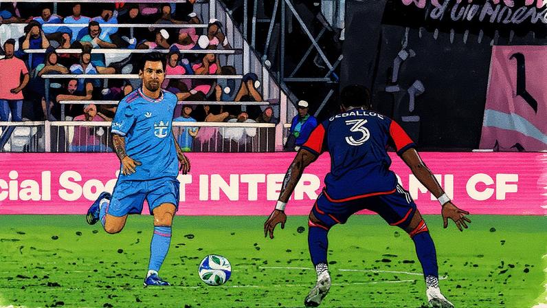 Messi deu três assistências em goleada do Inter Miami sobre o New England Revolution — Foto: Chris Arjoon/Icon Sportswire via Getty Images