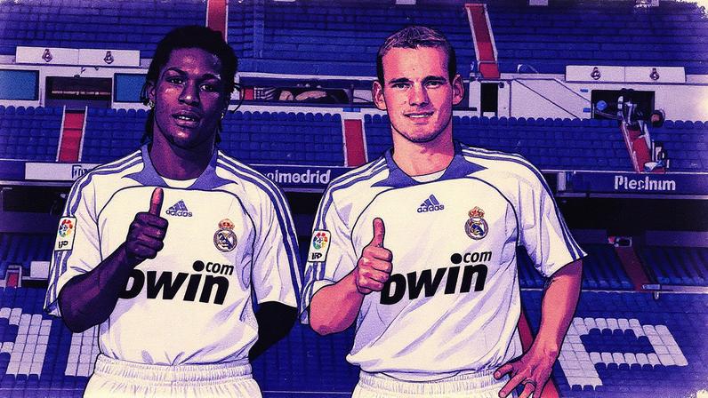Royston Drenthe e Wesley Sneijder se apresentam ao Real Madrid — Foto: David R. Anchuelo/Real Madrid via Getty Images