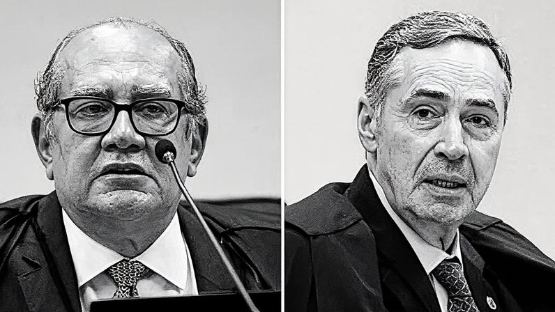 Os ministros Gilmar Mendes e Luís Roberto Barroso. Fotos: Felippe Sampaio e Nelson Jr./STF
