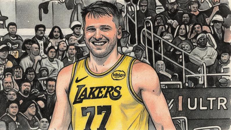 Luka Doncic, do Los Angeles Lakers, em jogo contra Golden State Warriors na NBA (Foto: Adam Pantozzi/NBAE via Getty Images/AFP)