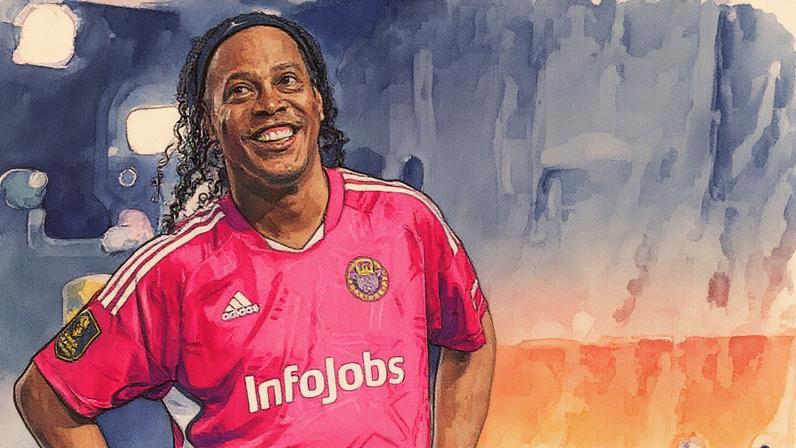 Ronaldinho Gaúcho pela equipe do Porcinos (ESP) (Foto: Divulgação)