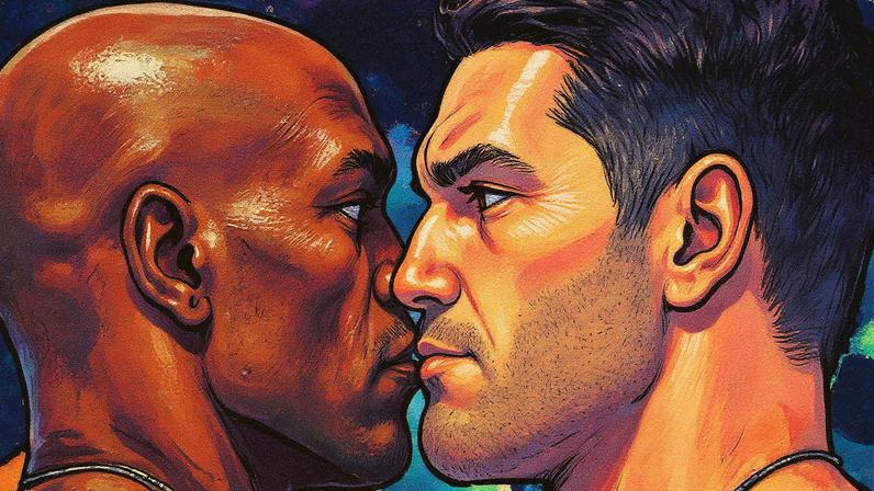 Anderson Silva e Chris Weidman protagonizaram encarada inusitada em 2013 (Foto: Reprodução/UFC)