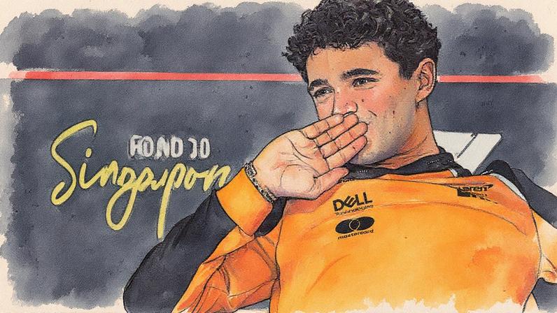 Lando Norris, da McLaren, em coletiva do GP de Singapura (Foto: Lillian SUWANRUMPHA / AFP)