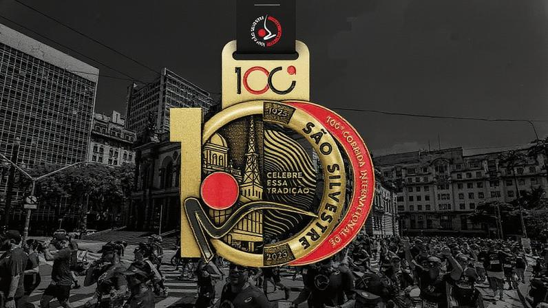 Medalha da 100ª São Silvestre (Foto: Divulgação / 100ª Corrida Internacional de São Silvestre 2025)