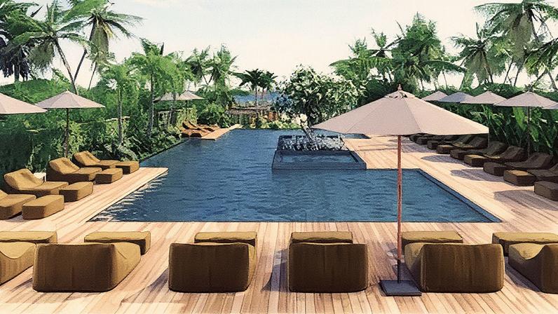 Projeto da piscina principal do Marghot Hotel Spa, à beira da Praia de Lages, em Alagoas • Divulgação