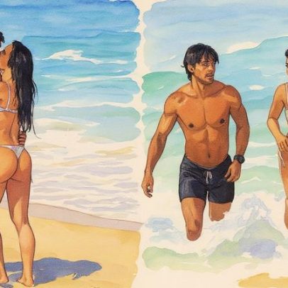 Vanessa Lopes curte dia de praia no Rio com o namorado aos beijos
