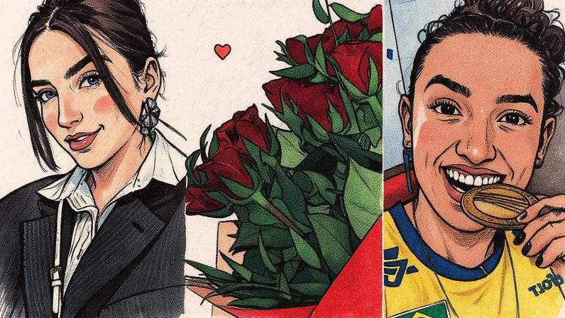 Bruna Unzueta exibe buquê de flores após assumir namoro com Gabriela Guimarães — Foto: Reprodução/ Instagram