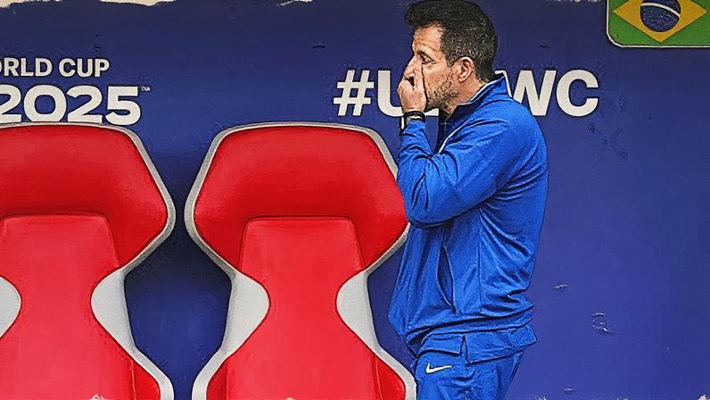 O técnico Ramon Menezes na derrota da Seleção Brasileira para a Espanha no Mundial Sub-20 • Luis Cano/Jam Media/Getty Images