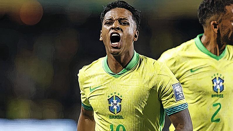 Rodrygo comemora gol nas Eliminatórias da Copa • Foto: Rafael Ribeiro/CBF