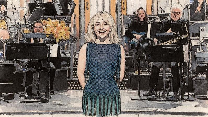 Sabrina Carpenter poked fun at her provocative image in her “Saturday Night Live” opening monologue. NBC