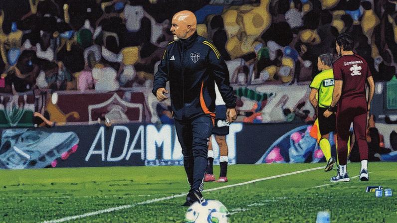 Sampaoli em jogo contra Fluminense (Foto: Pedro Souza: Atlético)