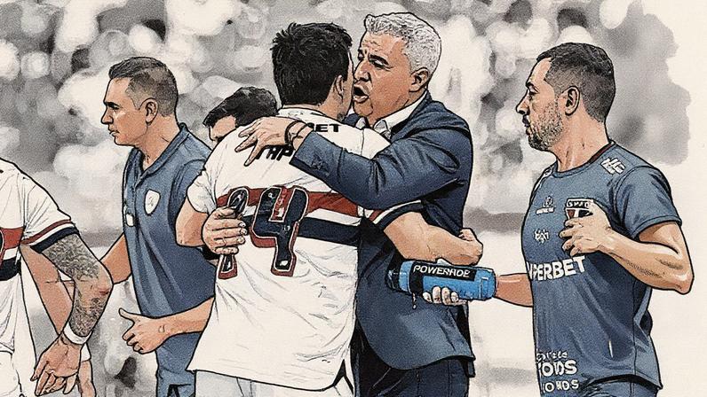 Tapia e Crespo comemoram gol do São Paulo • Créditos: Rubens Chiri/Saopaulofc.net
