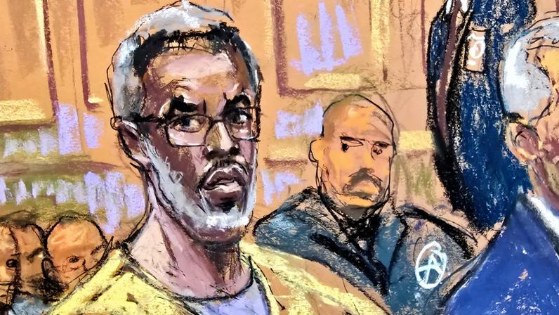 Sean "Diddy" Combs during a hearing at a courtroom in New York on Sept. 25, 2025 in this courtroom sketch.