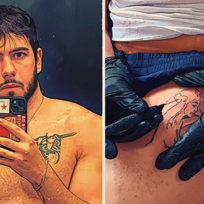 Filho de Alessandra Negrini e Murilo Benício tatua a própria perna com técnica milenar